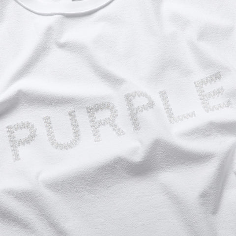 Purple Brand Beaded Wordmark Tank Top - White