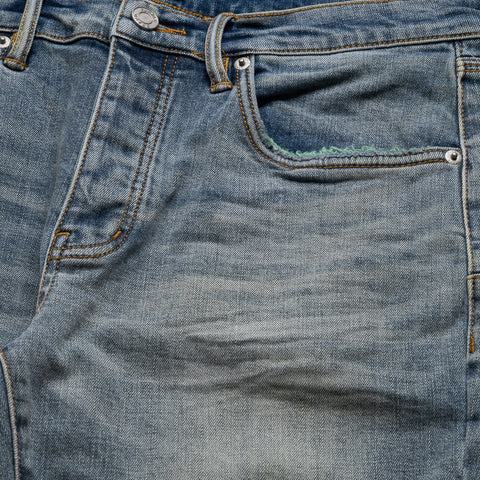 Purple Brand Low Rise Skinny Leg Color Weft Buckshot Jean - Mid Indigo