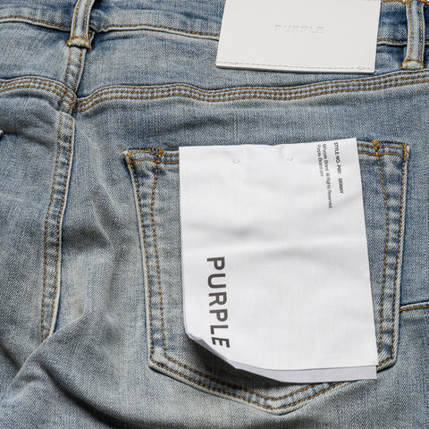 Purple Brand Low Rise Skinny Leg Color Weft Buckshot Jean - Mid Indigo