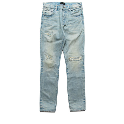 Purple Brand Mid Rise Slim Straight Leg Heavy Destroy Jean - Super Light Indigo