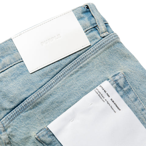 Purple Brand Mid Rise Slim Straight Leg Heavy Destroy Jean - Super Light Indigo