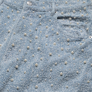 Purple Brand Textured Pearl Denim Shorts - Light Indigo