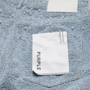 Purple Brand Textured Pearl Denim Shorts - Light Indigo