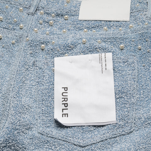 Purple Brand Textured Pearl Denim Shorts - Light Indigo