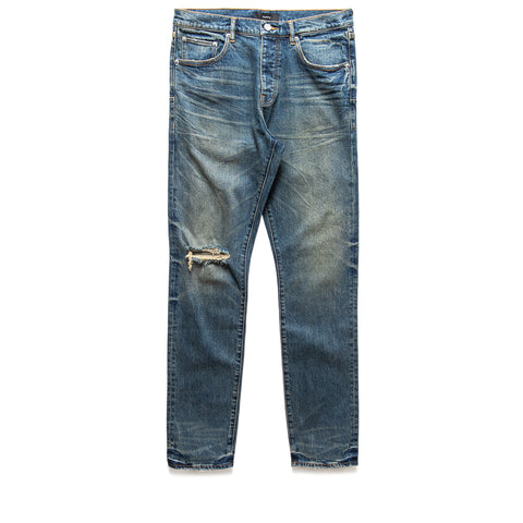 Purple Brand Mid Rise Slim Straight Leg Stratos Vintage Knee Slit Jean - Dark Indigo