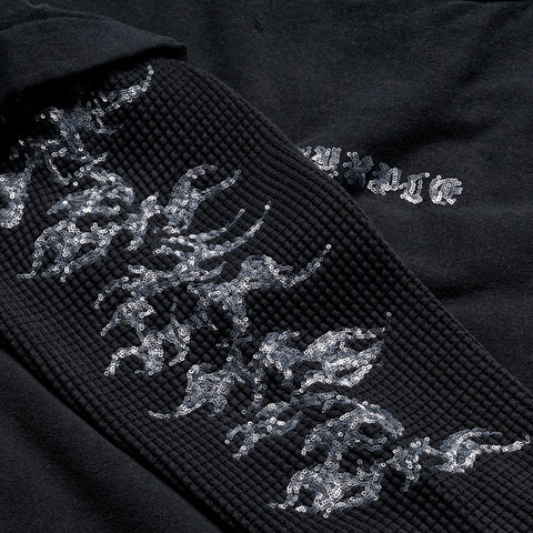 Purple Brand Sequin Flame L/S Tee - Black