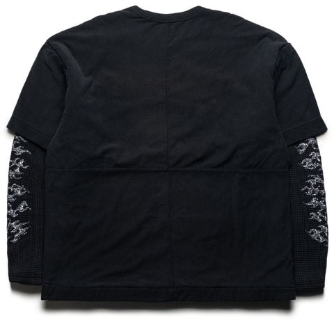 Purple Brand Sequin Flame L/S Tee - Black