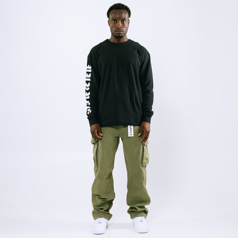 Purple Brand Textured Jersey L/S Tee - Black