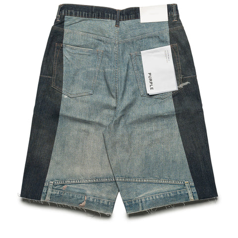 Purple Brand Upside Down Shorts - Light Indigo/Mid Indigo