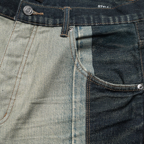 Purple Brand Upside Down Shorts - Light Indigo/Mid Indigo