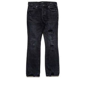 Purple Brand Low Rise Flared Leg Vintage Heavy Destroy Jean - Black