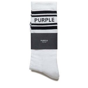 Purple Brand Wordmark Crew Socks - White
