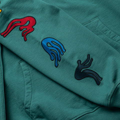 Parra La Chambre Nuit Hooded Sweatshirt - Washed Green