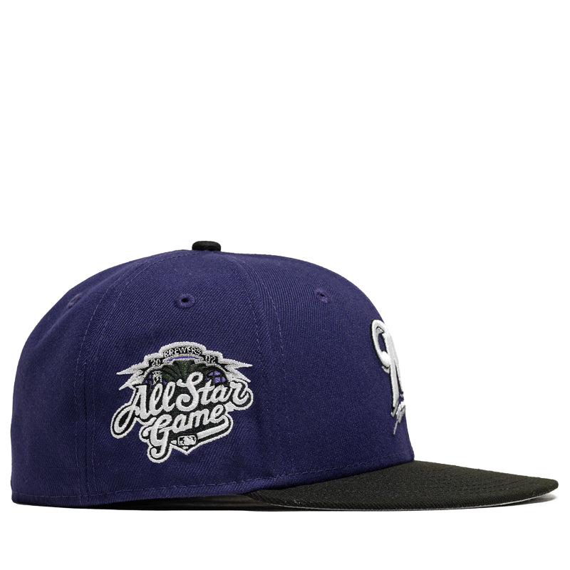 New Era 59Fifty Milwaukee Brewers Fitted online Hat Size 7 3/8 Purple UV 2002 ASG Patch