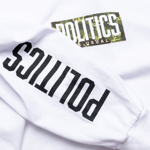 Politics Camo Brick Logo L/S Tee - White