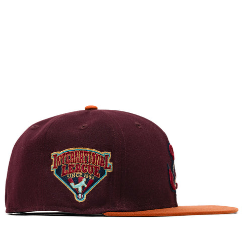 New Era x Politics Gwinnett Stripers 59FIFTY Fitted Hat - Maroon/Orange
