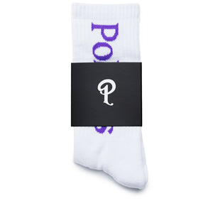 Politics LA Trainer Serif Logo Socks - White/Purple
