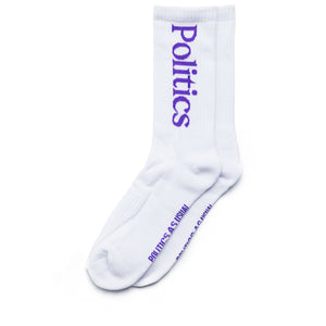 Politics LA Trainer Serif Logo Socks - White/Purple