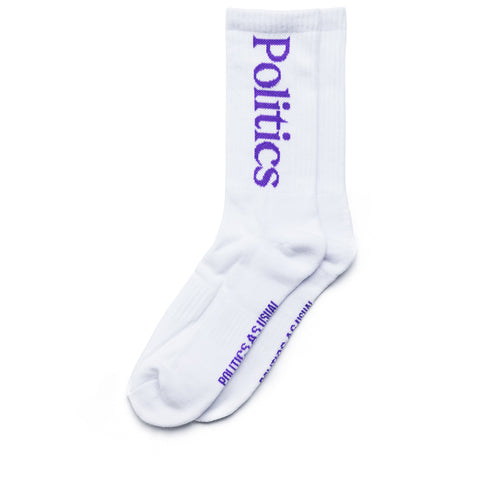 Politics LA Trainer Serif Logo Socks - White/Purple
