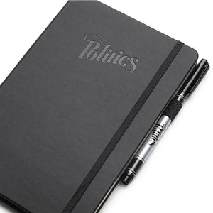 Politics Leather Notebook - Black