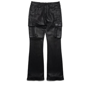 Purple Brand Low Rise Flared Leg Coated Cargo Flare Jean - Black