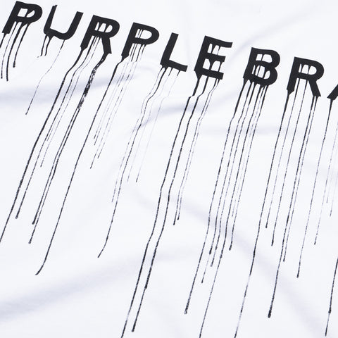 Purple Brand Wordmark Drip Tee - White