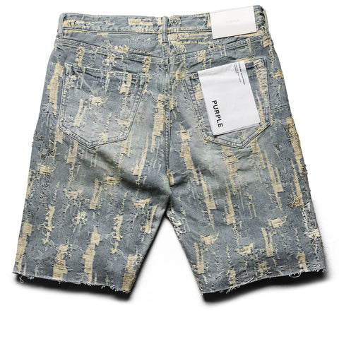 Purple Brand Bead Destroy Denim Shorts - Light Indigo
