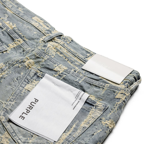 Purple Brand Bead Destroy Denim Shorts - Light Indigo