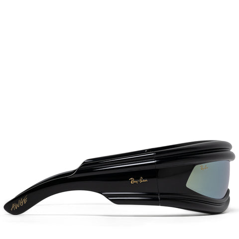A$AP Rocky x Ray-Ban Ultra Wrap 001 - Polished Black/Green Mirror Silver