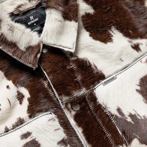 Represent Cow Hide Trucker Jacket - Brown/White