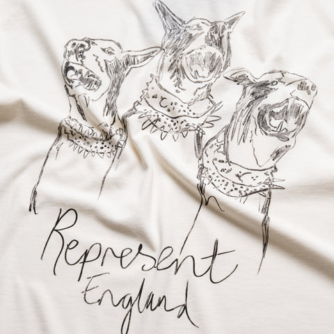 Represent Hand Drawn Thoroughbred Dogs Tee - Washed Ecru