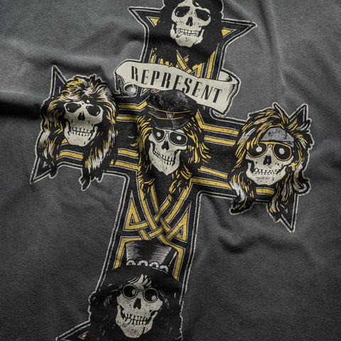 Guns N' Roses x Represent Cross Tee - Stained Black