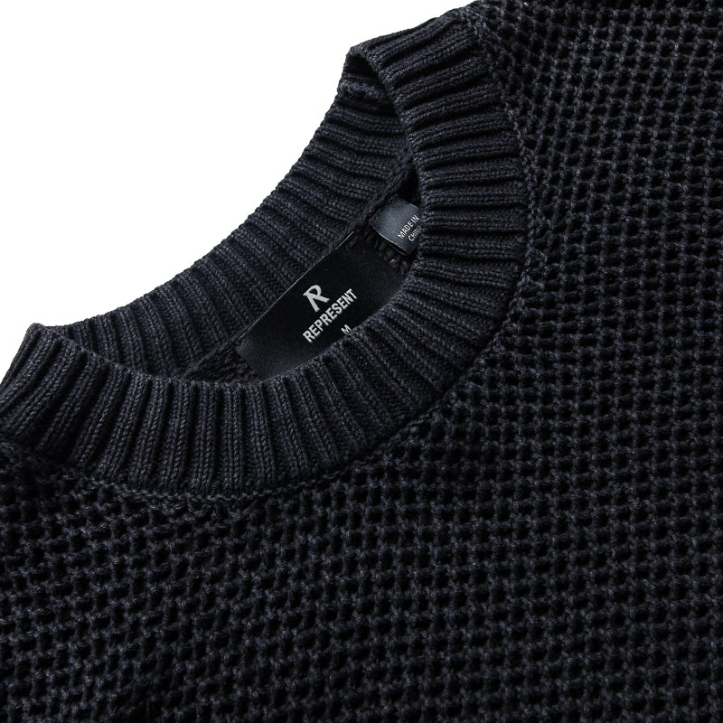 Represent Open Gauge Knit Sweater - Jet Black – Sneaker Politics