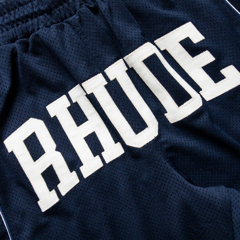 Rhude Baggy Collegiate Logo Short - Navy/Cream