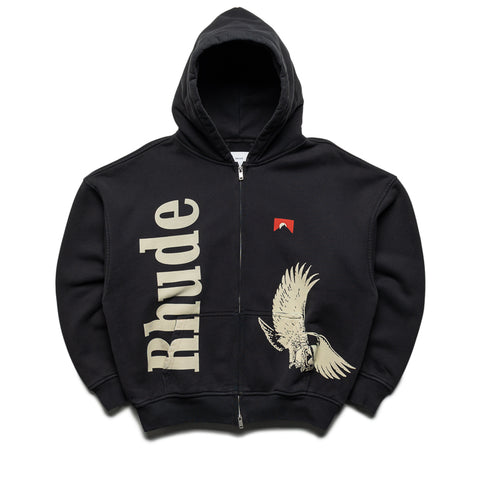 Rhude Eagle Pass Zip Up Hoodie - Vintage Black/White