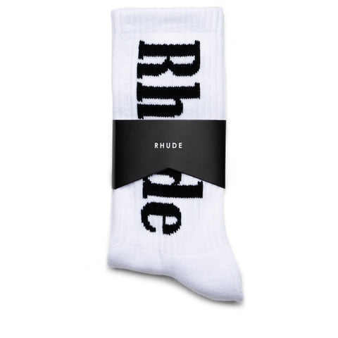 Rhude Vertical Logo Sock - White/Black