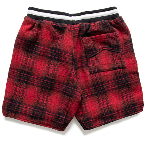 Rhude Flannel Collegiate Court Logo Short - Red/Black
