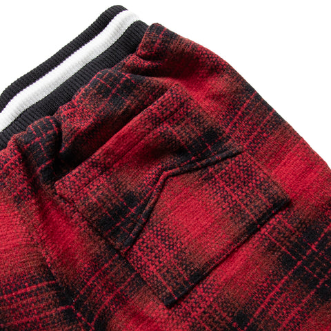 Rhude Flannel Collegiate Court Logo Short - Red/Black