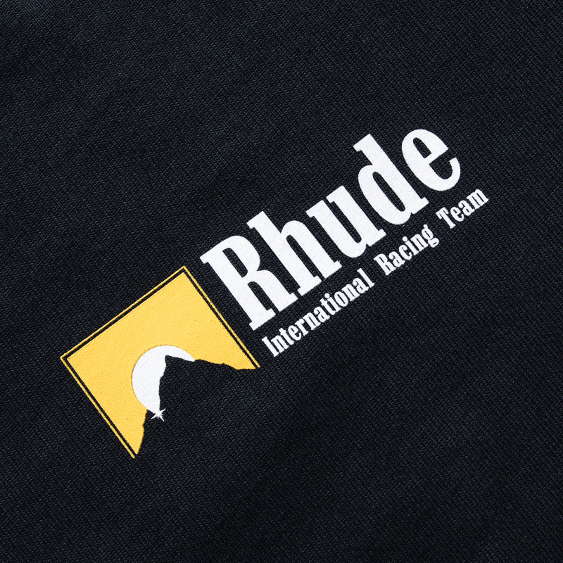 【関税込み】Rhude ブラック International Racing Logo Tシャツ Sneaker Politics