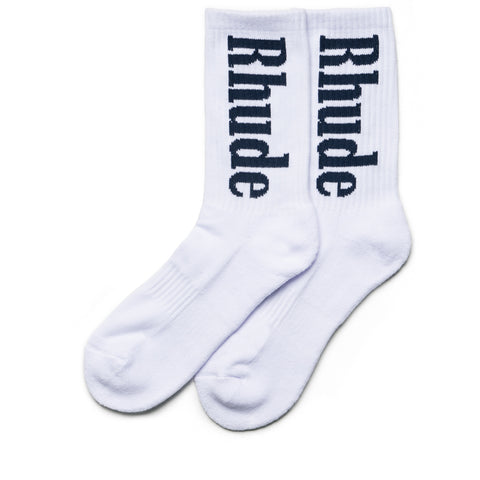 Rhude Vertical Logo Sock - White/Navy