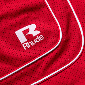 Rhude Mesh Piping Baggy Track Shorts - Red/White