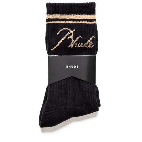 Rhude Script Logo Sock - Black/Gold