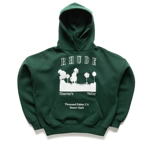 Rhude Thousand Palms Hoodie - Vintage Forest Green/White