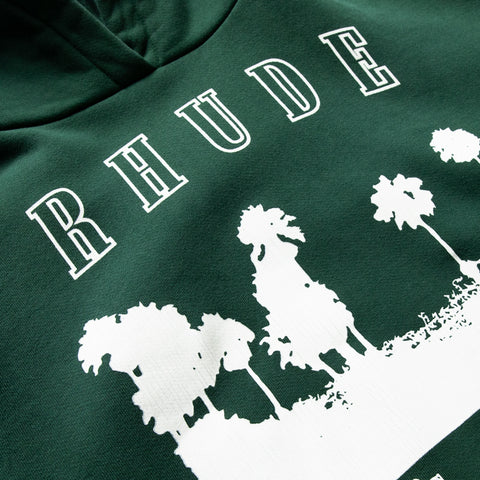 Rhude Thousand Palms Hoodie - Vintage Forest Green/White