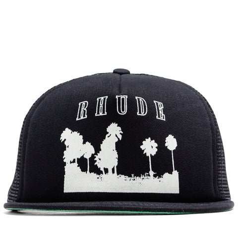 Rhude Thousand Palms Trucker Hat - Black/White