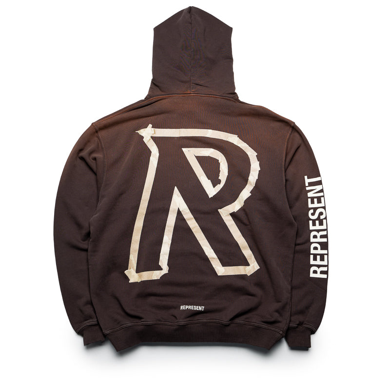 【関税込み】Represent ブラウン Masking Tape Initial フーディ Sneaker Politics
