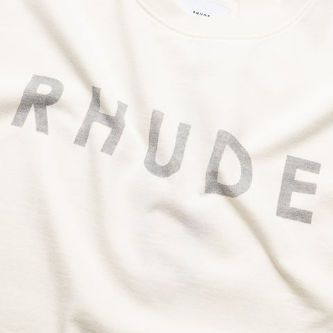 Rhude Distressed Logo Tee - Vintage White
