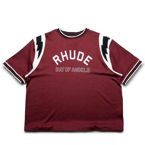 Rhude Lightning Ringer Jersey Tee - Red/White