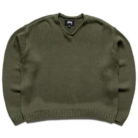 Stussy Roll V Neck Sweater - Olive