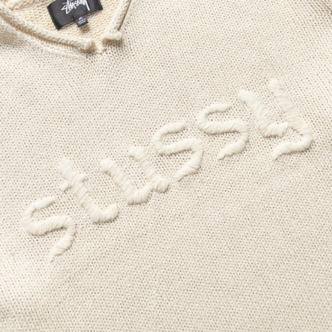 Stussy Roll V Neck Sweater - Natural